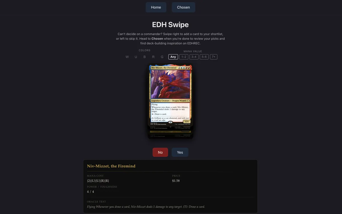 EDH Swipe card interface.
